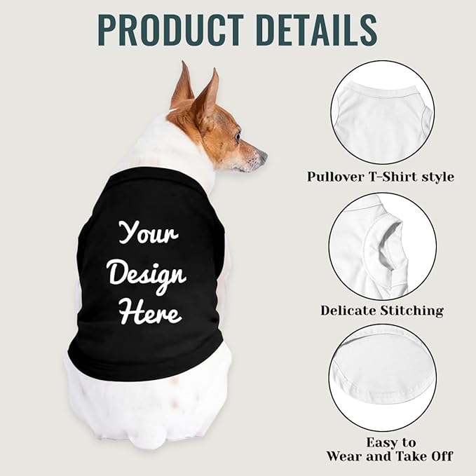 Personalized Dog Shirt Design Your Own Add Photo Text Logo Name Summer Breathable Dogs T-Shirt Clothes for Small Medium Large Pet, 3XL