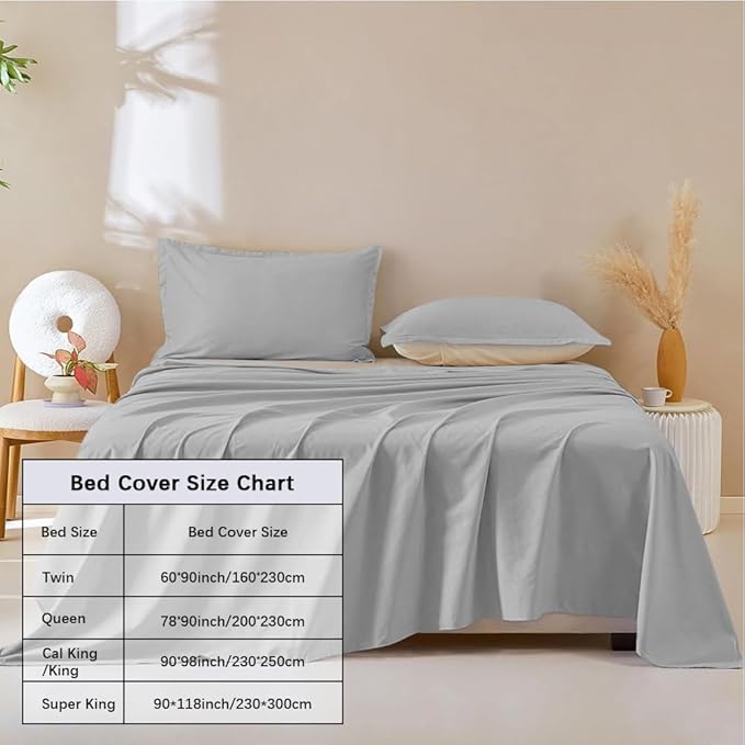 DUJUIKE Waterproof Bed Cover for Dog and Cats,Pet Hair Resistant Bed Sheet Cover, Protective Bed Liner Cover with 100% Waterproof Breathable Thin Fabric (Grey, Super King 90 * 118 inch)
