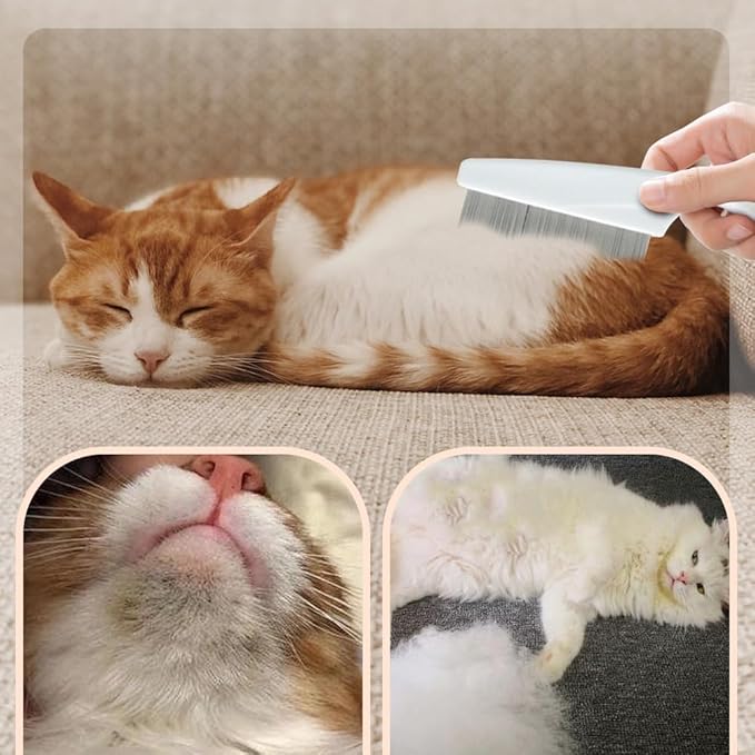 2 Pack Multifunctional Pet Comb, Upgrade Pet Grooming Brush Magic Tear Stain Removal Fine Tooth Stainless Massage Comb Kit for Puppies and Dogs (White)