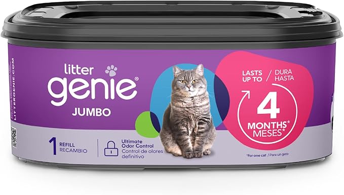 Litter Genie Refill Bags | Jumbo 6-Pack | Up to 4 Months of Supply in 1 Cartridge | Ultimate Odor Control Cat Litter Bags