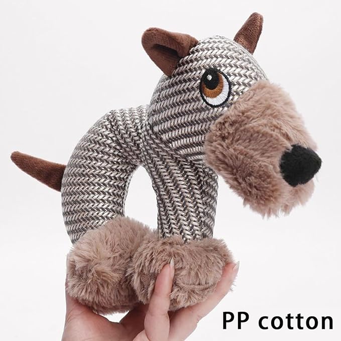 Xcho Linen Safari Companions Squeaky Dog Chew Animals Indestructible Dog Chew Toys Puppy Toys to Keep Them Busy for Small Medium Dogs Uitable for Indoor and Outdoor Throwing Play(Dog)