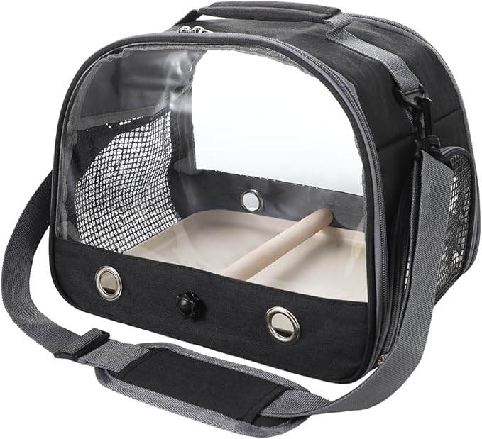 Bird Travel Carrier Portable Parrot Carry Transport Bag with Stand Perch and Tray Breathable Travel Cage for Cockatiel Parakeet Small Bird