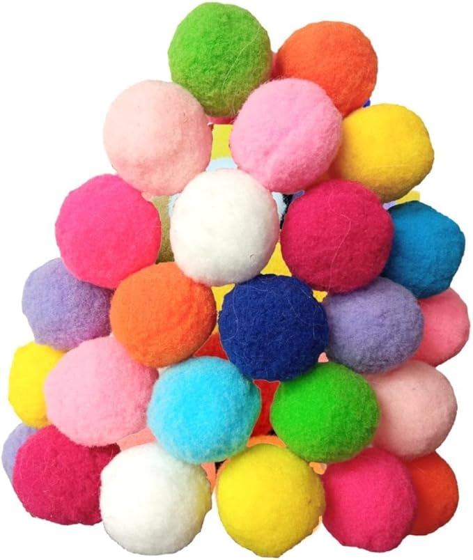 Premium Soft Pom Pom Balls for Kittens - Lightweight, Interactive, Assorted Colors - Plush Toy for Kitten Training and Play - Pet Products for Cats (1.2 Inches 30 Balls)