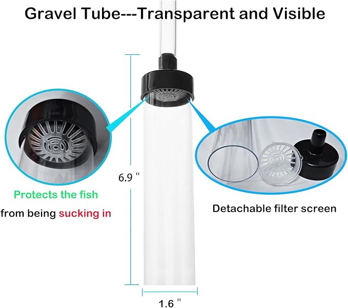 4.3ft Fish Tank Cleaner Aquarium Siphon Gravel Vacuum for Aquarium Fish Tank Changing Water Cleaning Gravel and & Sand