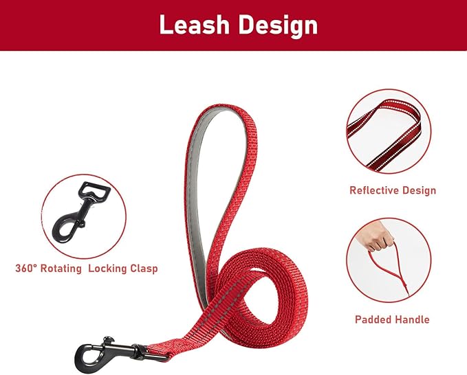 Hipubby Christmas Dog Harness and Leash Set, No Pull Soft Mesh Puppy Harness for Small Medium Dogs, Cats - Step in Reflective Vest Harness for Walking, Training - Christmas Red, M
