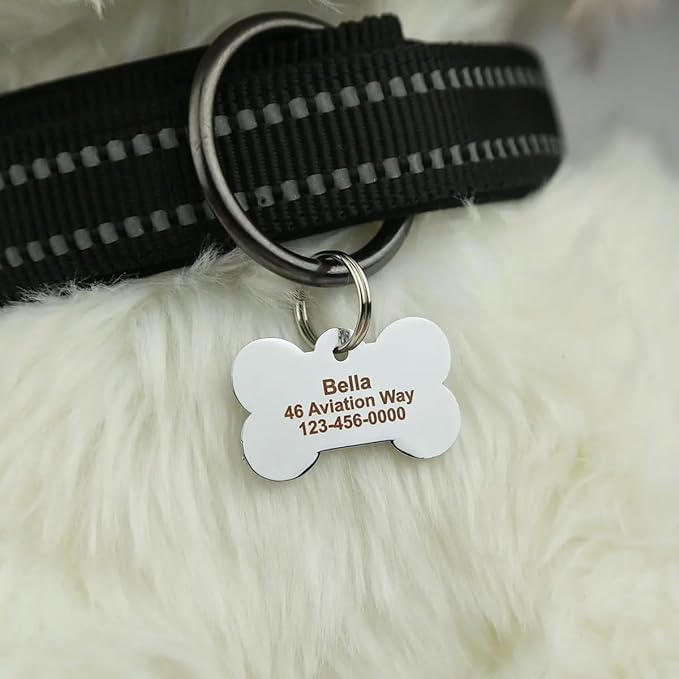 Personalized Dog/Cat Cute Paw Pet ID Tag for Pet Collar or Key Chain - cat Name tag, Personalized cat id tag, Kitten Name tag, Kitten id tag (Bone-Shaped-Small: Purple)