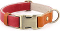 Plutus Pet Genuine Leather & Hemp Dog Collar – Adjustable Heavy Duty Pet Collar with Quick Release Metal Buckle, Soft & Stylish for Puppy and Small, Medium, Large Dogs (Red, L)