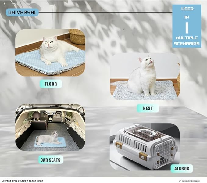 Two Uses'Cat Mat,Self Warming&Cooling Cat Mat.18 * 24in-Cooling Cat Pad.Hot/Cold Mat for Pets.Cats self Heating pad.Dogs and Cats with Ice Gel Bag,Temperature Lock Design,Machine Washable