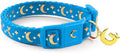 WAAAG Cat Collars, Gold Moons and Stars Cat Collar, Safety Breakaway Cat Collar, Glow in The Dark (Standard 9"-15" Neck, Royal Blue)