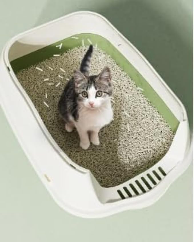 Cat Litter Box Cat Litter Tray with Lid Covered Large with Fully Enclosed Litter Pan Cat Toilet Cat Litter Tray with Cover Scoop