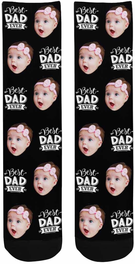 MyPupSocks Custom Personalized Photo Pet Face Socks, Cat and Dog Tracks Paws Bones Crew Socks with Picture for Men Women