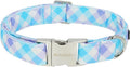Cotton Collar for Dog，Soft Adjustable Dog Collars for Small Dogs, Cute Dog Collar with Blue & White Plaid for Small Medium Large Dogs, Perfect for Girl or Boy Dog Collars-S