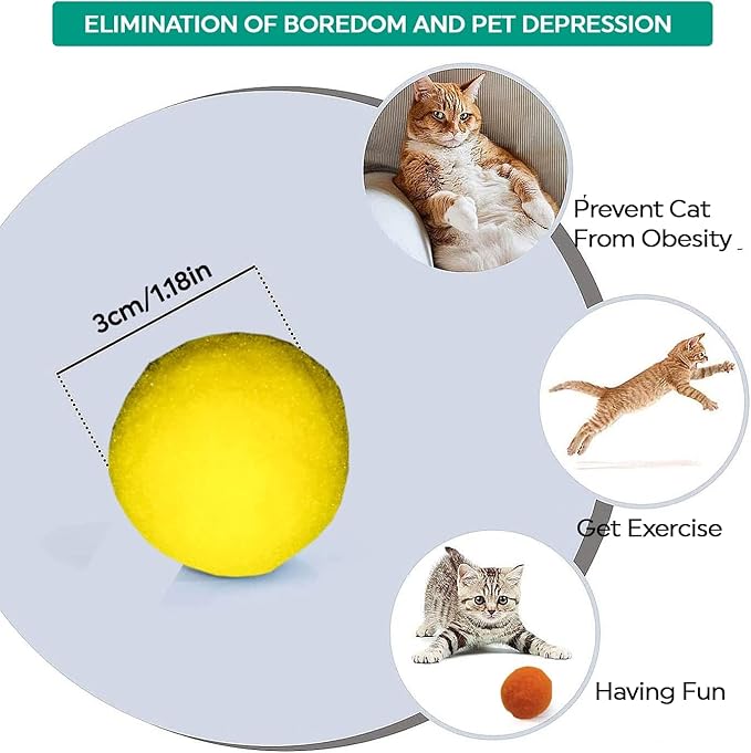 Premium Soft Pom Pom Balls for Kittens - Lightweight, Interactive, Assorted Colors - Plush Toy for Kitten Training and Play - Pet Products for Cats (Mixed Sizes 20 Balls)