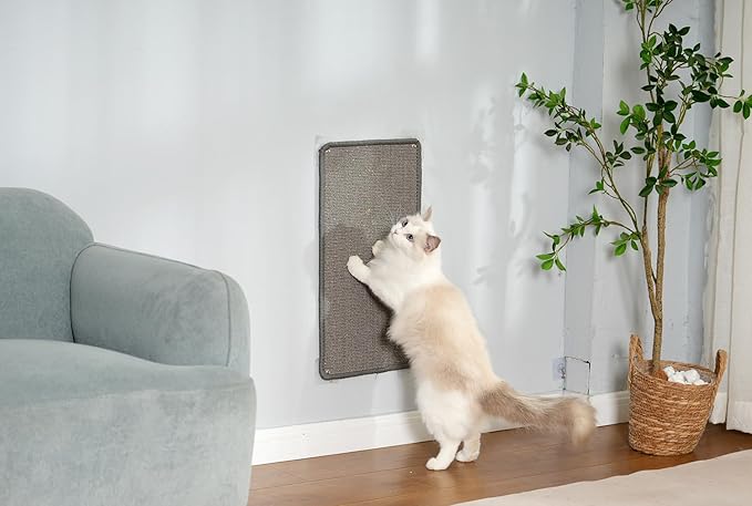 Self Adhesive Cat Scratching Mat,Wall Scratcher,Scratch Mat Cat Scratching Pad for Indoor Cats (Grey-2 Pack)