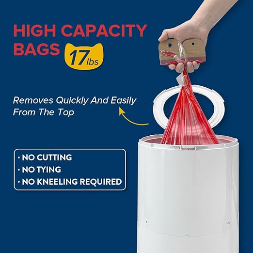 Red Rocket XL Cat Litter Pail Multi Kitty Twist’R Step Litter Disposal System with Cute Litter Scoop Step Mode Odors Free Patented Twist Technology (Kitty, Hold 17lbs Litter)