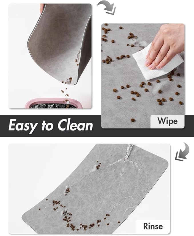 MontVoo-Absorbent Pet Feeding Mat-No Stains Pet Mat for Food and Water Bowl-Quick Dry Cat & Dog Food Mat Water Dispenser Mat-Pet Supplies Mat-Dog Water Bowl Mat for Messy Drinker,（LightGrey,12"x19"）