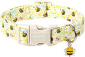 DOGWONG Spring Summer Dog Collar- Bee Flower Dog Collar, Adjustable Soft Girl Boy Dog Collar for Small Medium Dogs, XS