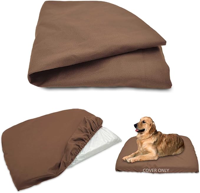 Dog Bed Cover Waterproof Replacement Machine Washable Covers for Dog Bed Heavy Duty Scratch Resistant Mattress Protector Pet Bed 20x15 Inch Brown Cover Only