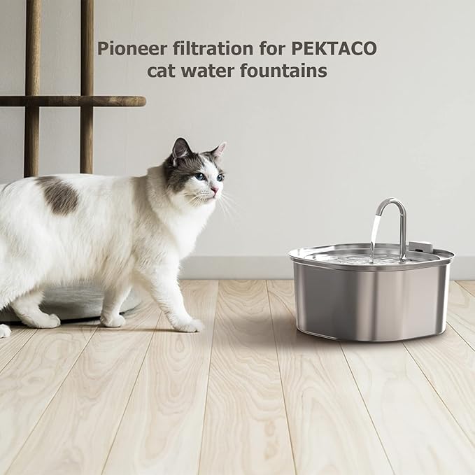 PEKTACO Cat Water Fountain Filters Replacement & Pre-Filter Sponges for 3.2L/108oz Automatic Pet Fountain, Dog Water Dispenser 9 Pack Filters & 9 Pre-Filter Sponges Foam Filters