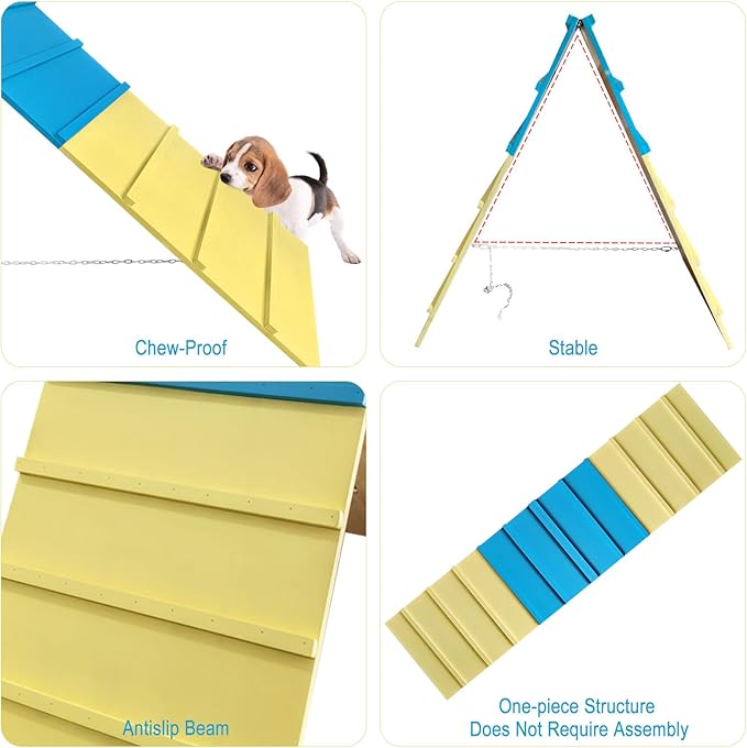 Dog Agility Equipment for Small & Medium Dogs, Puppy Agility Course Backyard Set A-Frame, Pony & Lamb Jumping Obstacle Course Ramp & Playground