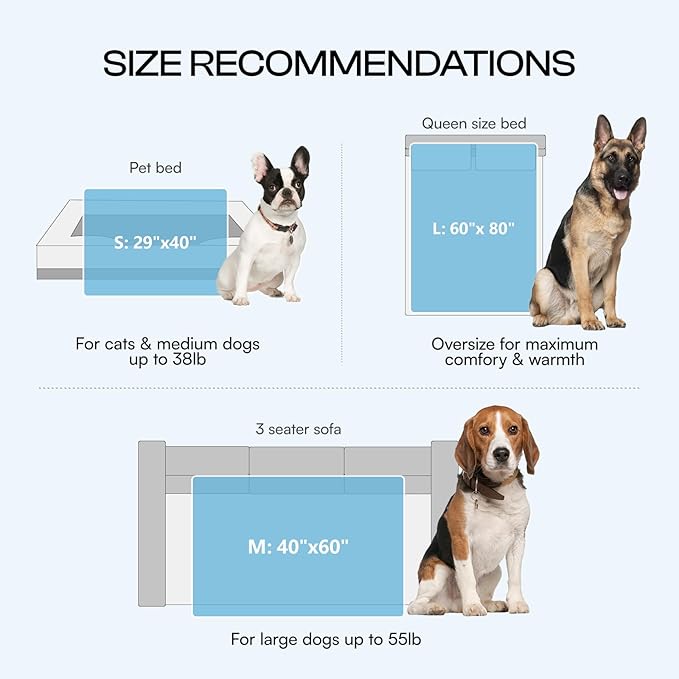 Luciphia Premium Cooling Dog Blanket for Small Medium Dogs Q-max>0.4 Washable Self-Cooling Cat Pet Mat Puppy Breathble Calming Throw for Beds Couches (Blue,60x80 inches)