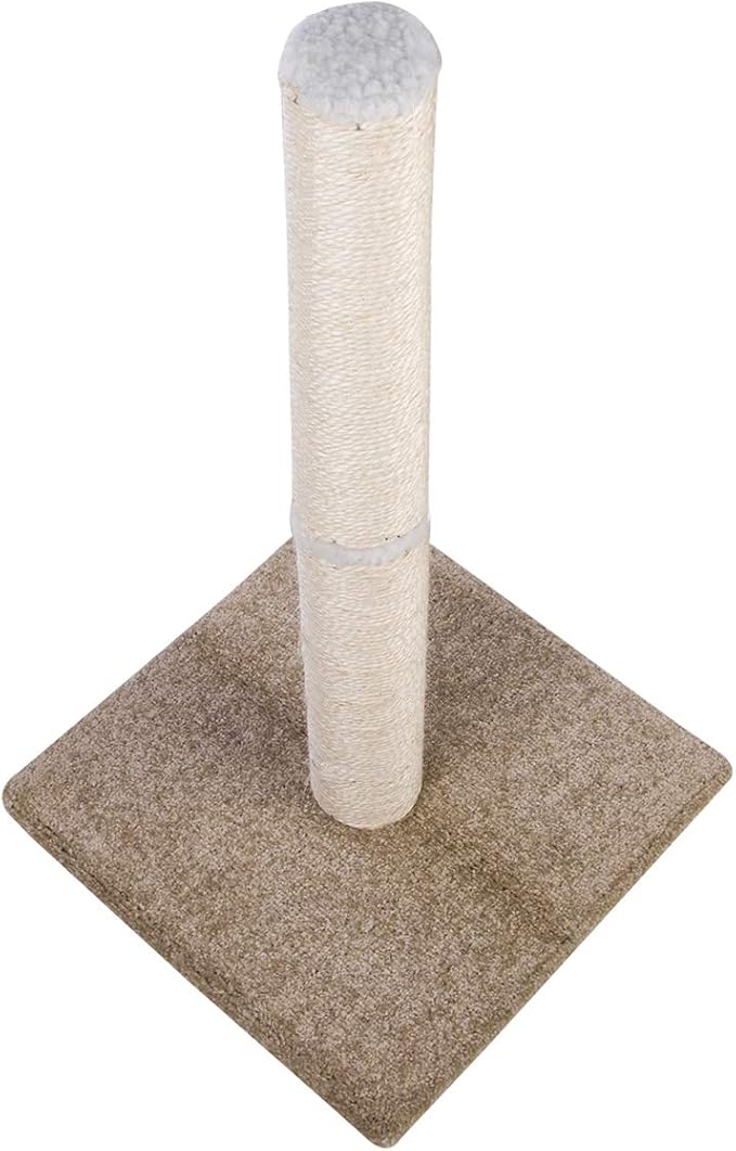 Cat Scratching Post Carpet, Tall Big Sisal Rope Cat Scratch Pole for Cats and Kittens, Stable Carpeted Heavy Base (Beige/Yellow)