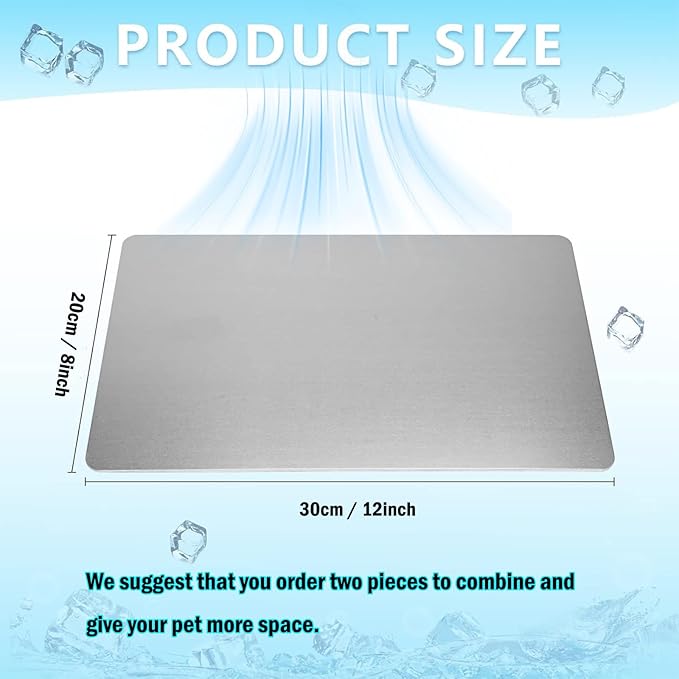 KABASI Rabbit Cooling Pad, Hamster Cool Plate Ice Bed, Pet Cooling Mat for Bunny Puppy Kitten Guinea Pig Cat & Other Small Pets Stay Cool, Bite Resistance Aluminium Alloy Cool Pads, 12x8 in