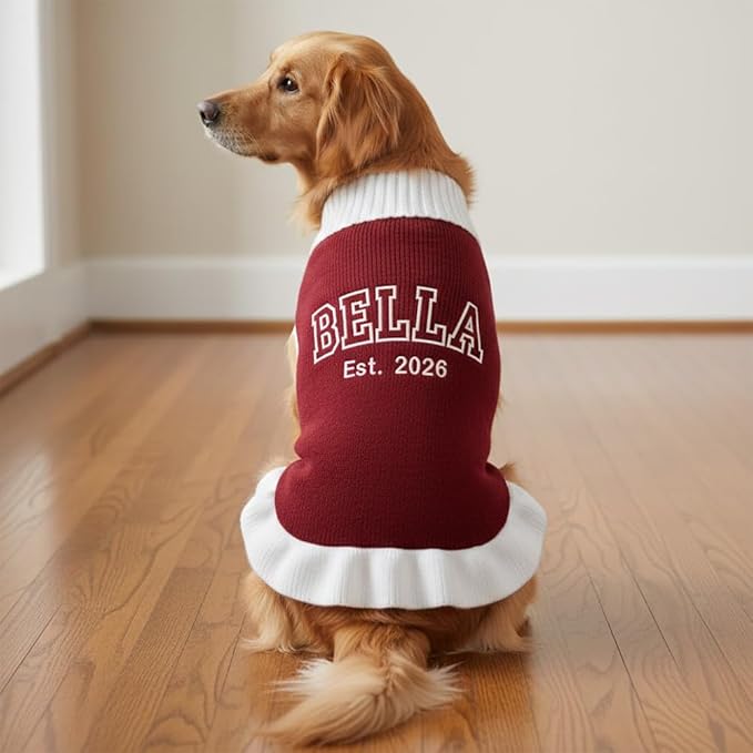 Personalized Embroidered Pet Sweater with Name, Soft Knit Dog and Cat Apparel, Custom Pet Clothing for Small to Large Pets, Ideal Gift for Pet Lovers Gift#2