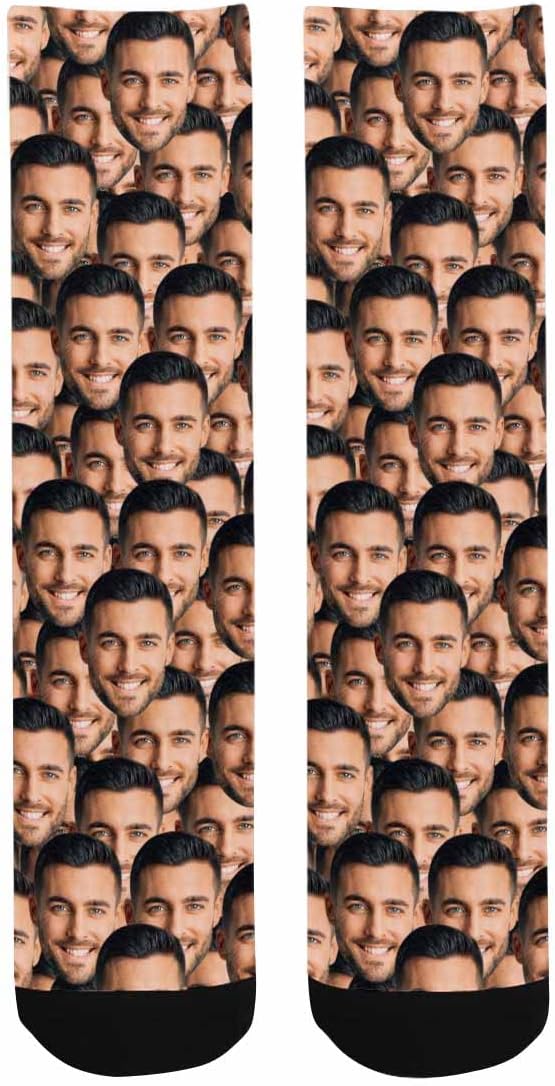 MyPupSocks Custom Personalized Photo Pet Face Socks, Cat and Dog Tracks Paws Bones Crew Socks with Picture for Men Women
