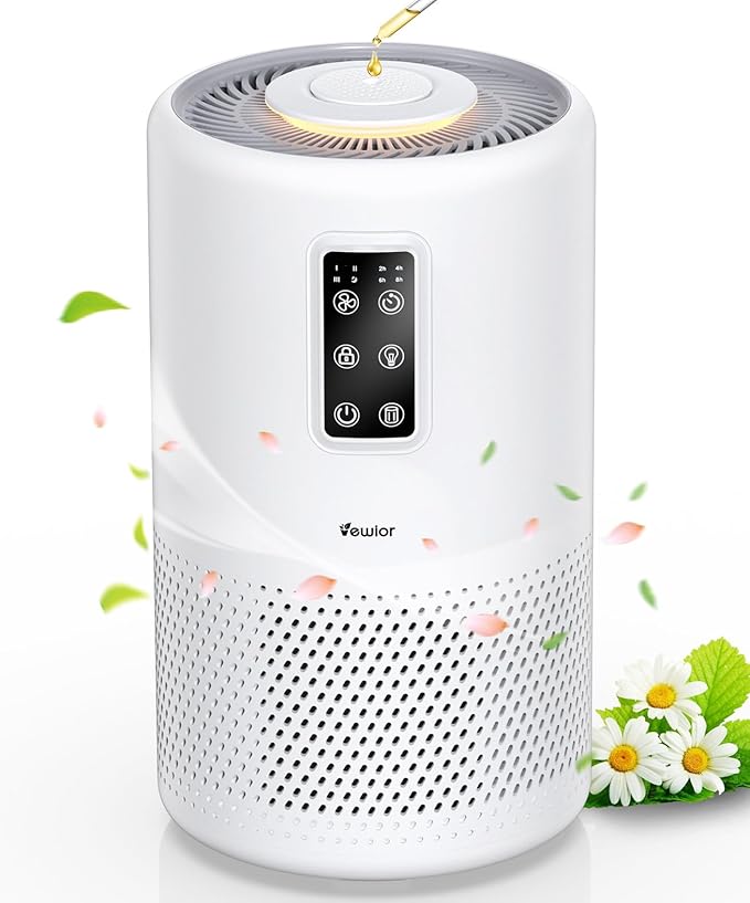 Air Purifiers for Home Large Room up to 1600ft², VEWIOR H13 True HEPA Air Purifier for Bedroom with night light, Fragrance Sponge, Sleep Mode, Timer, Lock, Pesticide