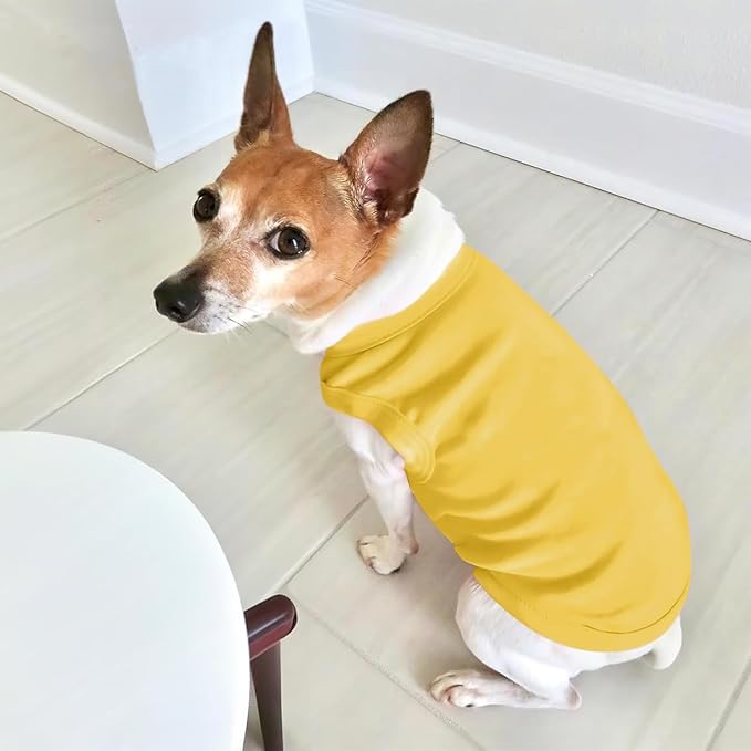 Custom Dog Shirt Pet T Shirts for Small Medium Large Dogs Customized Clothes with Image Logo Text Breathable Sleeveless Tank Top Personalized Outfits Puppy Apparel Yellow, 4XL