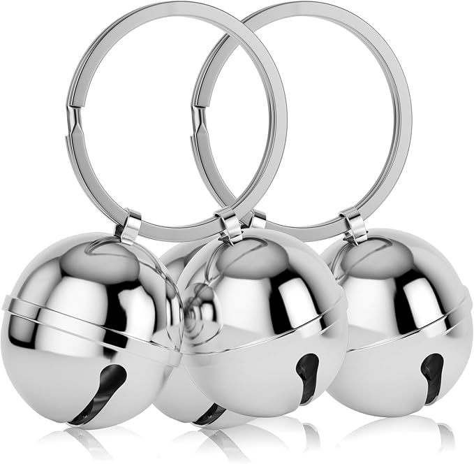 Dog Collar Bells, 2 Pack Extra Loud Dog & Cat Bells for Tracking & Safety, Stainless Steel Pet Tracker Training Bells for Small Medium Large Dogs & Cats (Silver)