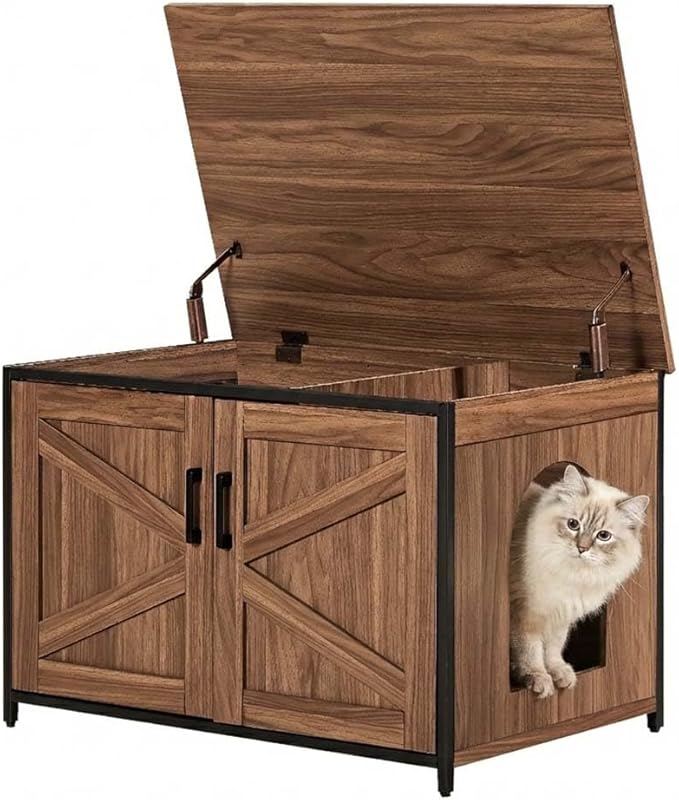 unipaws Top Opening Cat Litter Box Enclosure, Friendly to Elderly People, Waist or Keen Problem People, XL Extra Large Cat Box Furniture