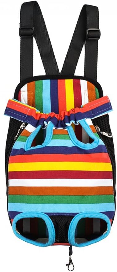 Pet Dog Puppy Cat Carrier Five Holes Backpack Double Shoulder Straps Canvas Cotton Front Chest Backpack Bag(Colourful, Medium)