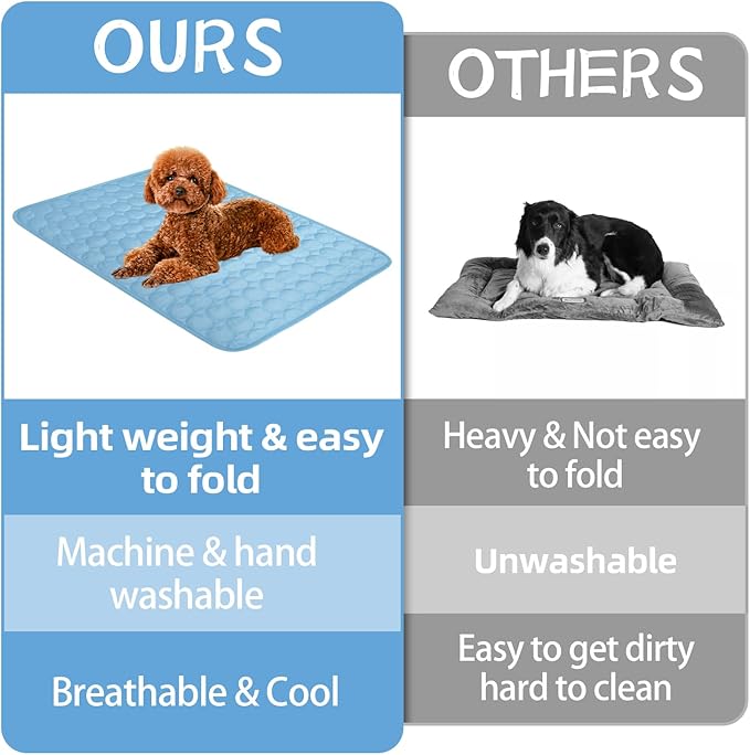 Dog Cooling Mat,2025 Upgrade Pet Cooling Mat for Dogs Cats,Summer Ice Silk Cool Mats & Sleeping Pad for Indoor or Outdoor,Perfect as Blanket for Kennel Sofa Bed Floor Car (Blue, Small, 19.6"x15.7")
