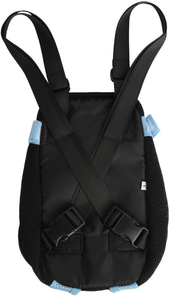Pet Dog Puppy Cat Carrier Five Holes Backpack Double Shoulder Straps Mesh Front Chest Backpack Bag, M, Blue