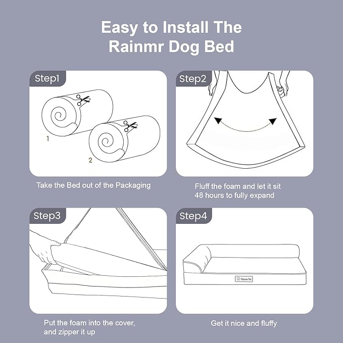 Orthopedic Dog Bed Medium Size Dog, Memory Foam Dogs Bed for Medium Dogs, Washable Removable Cover, Nonskid Bottom, Waterproof, for Indoor, Outdoor, Crate ＆ Car Use, 35x23x6 Inches, Brown Grey