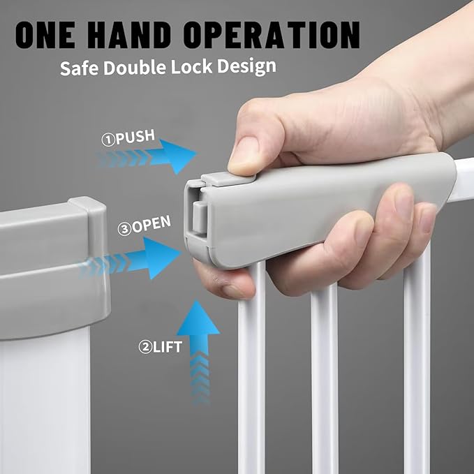 41" Tall Safety Pet Gate,Adjustable 29.92"-57.48" Wide,No Drilling Pressure Mount Kit,Auto Close Cat Gate Suitable for Stairs,Doorways,White (29.92"-57.48" W)