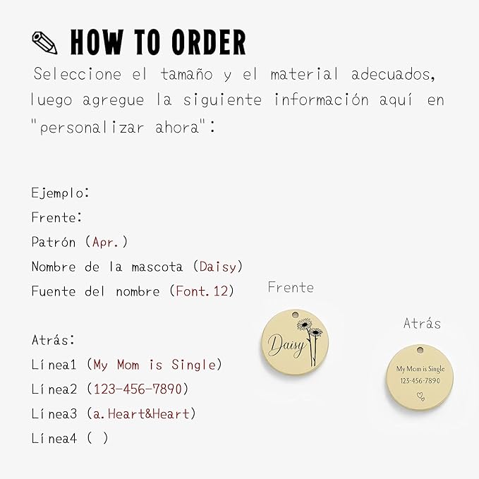 Cats Dogs ID Tags Personalized Engraving Birth Flowers Pattern for Custom Pets Collar Accessories Matt Stainless Steel Extra Small Round Name Plate