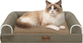 Small Dog Bed Orthopedic Washable: Beds Bolster Small Sized Dogs Cats Bed Egg Crate Foam Couch Sofa Waterproof with Removable Cover - Brown
