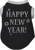 Petitebella Bling Happy New Year Puppy Dog Shirt (Black/Sliver, Large)