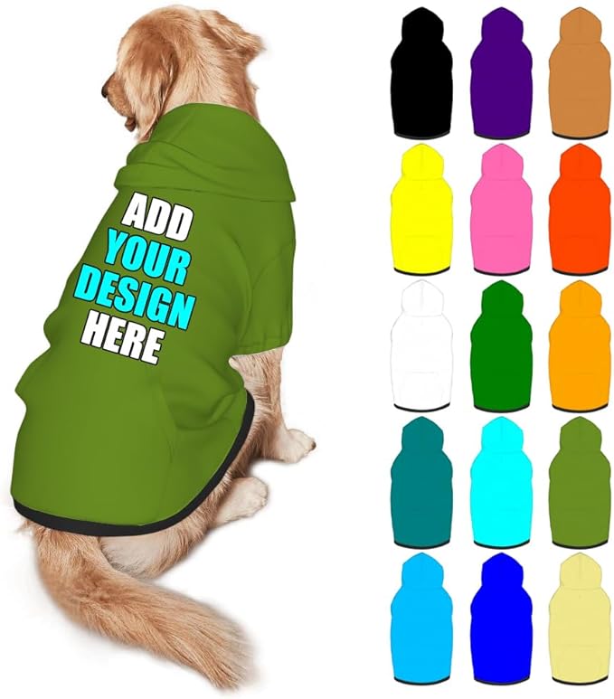 Custom Dog Clothes with Photo Name Logo Personalized Dog Sweaters for Small Medium Large Dogs Breathable Warm, OliveDrab, M