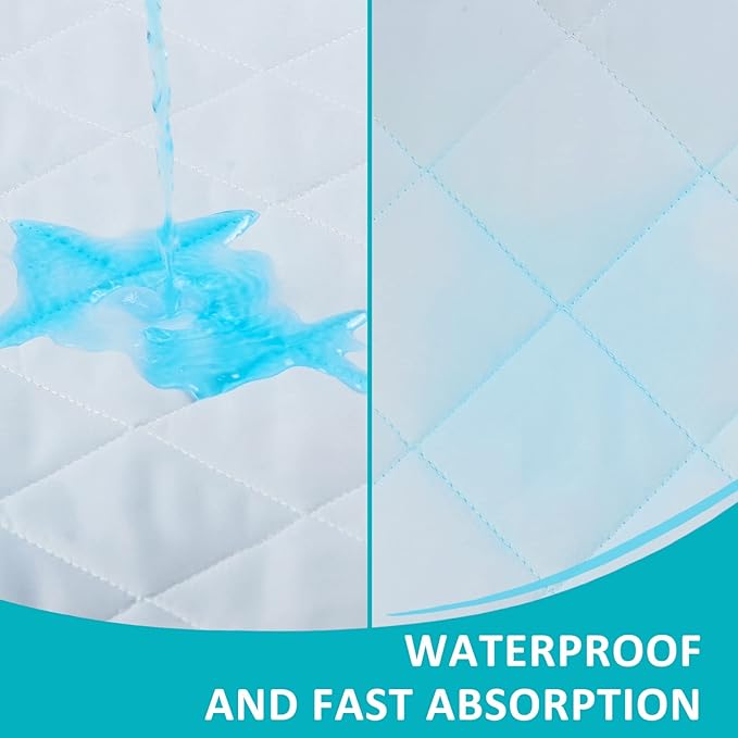 KANECH Washable Underpads 30"x34" (4 Pack), Waterproof Heavy Absorbency Reusable Incontinence Bed Pads for Adults, Elderly, Kids & Pets - Bedwetting Mattress Protector