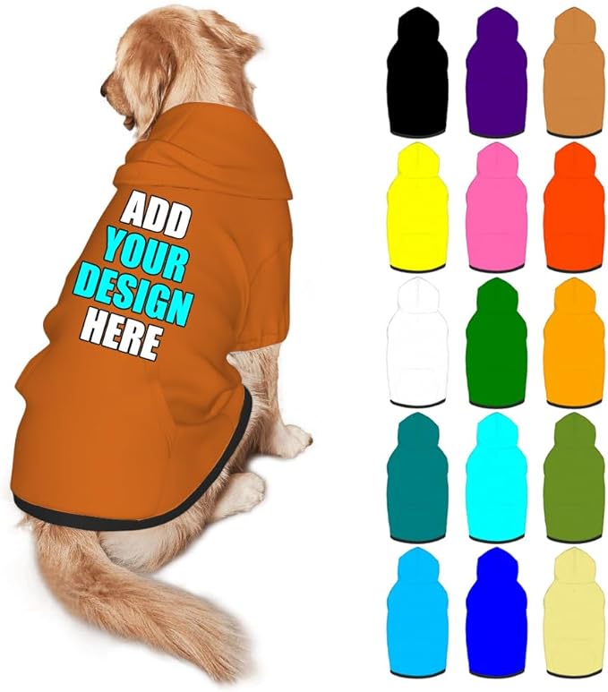 Personalized Dog Hoodie Customized with Name Photo Pet Warm Sweater Hoodie for Medium Large Dogs & Cat Puppy, Chocolate, S