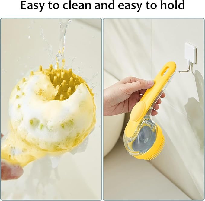 (6 Pcs) ELEGX Pet Grooming Bath Massage Brush with Soap and Shampoo Dispenser Soft Silicone Bristle for Long Short Haired Dogs Cats Shower