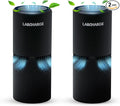 LabCharge Small Ionic Air Purifier for Home & Bedroom – Silent HEPA Filter – Covers 250 Sq Ft - Free Cleaner for Pets, Hair, Smoke, Dust, Odors & Dander – Compact & Black Design - Pack of 2