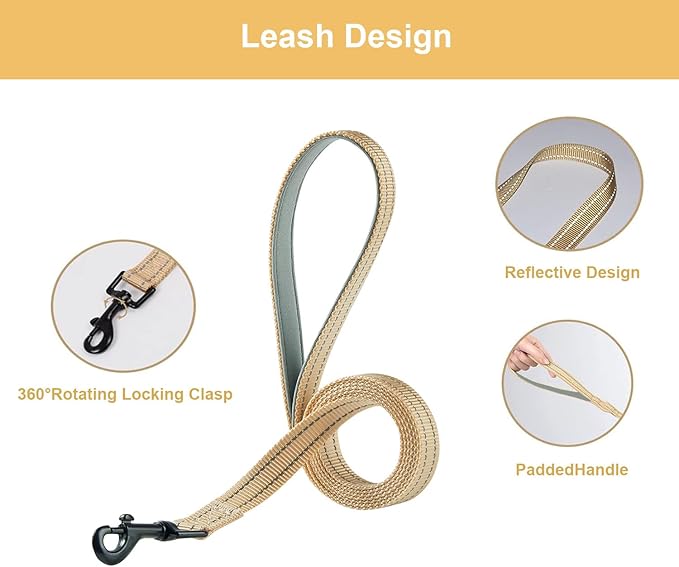 Hipubby Dog Harness and Leash Set, No Pull Soft Mesh Puppy Harness for Small Medium Dogs, Cats - Step in Reflective Breathable Lightweight Vest Harness for Walking, Training - Khaki, L