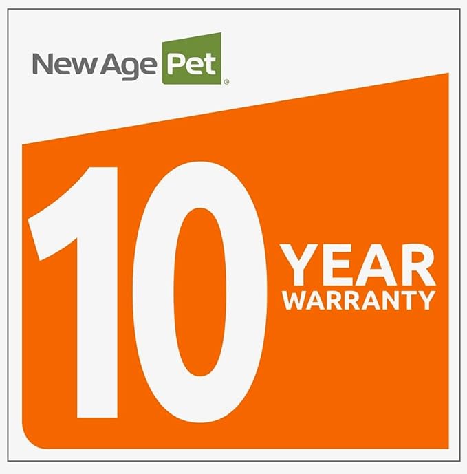 New Age Pet ECOFLEX Brea Dog Food Pantry in Antique White, Two 32 oz Bowls, Moisture Resistant, Easy Assembly, Holds 25 lbs