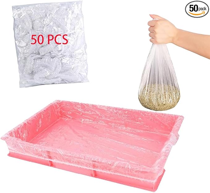 50 Pcs Disposable Rabbit Cage Liner Plastic Toilet Film Leak-Proof for Small Animals Bunny Guinea Pig Bird Cage Liners Litter Box Crate Tray Drawer Quick Cleanup Essentials Indoor (Extra Large)