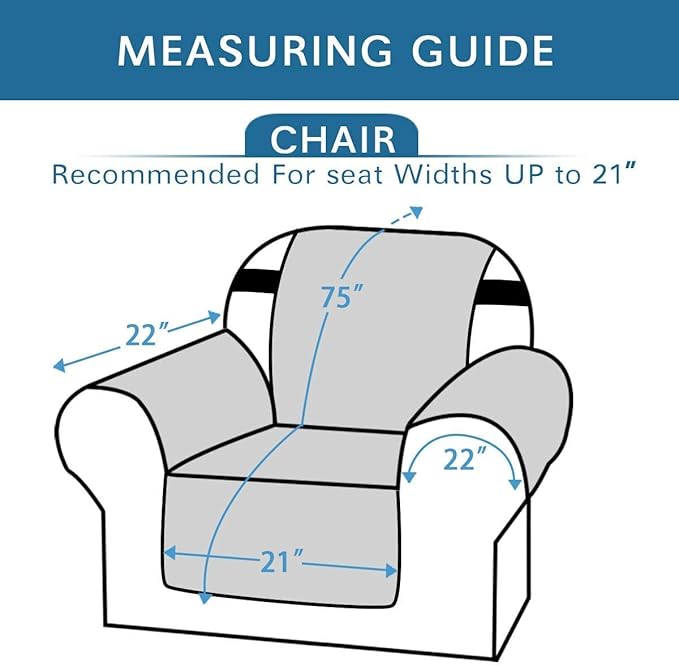 H.VERSAILTEX Reversible Chair Cover Furniture Protector Anti-Slip Couch Cover Water Resistant 2" Elastic Straps Chair Slipcover Pets Fit Sitting Width Up to 21" (Chair:75" x 65", Desert Sage/Beige)